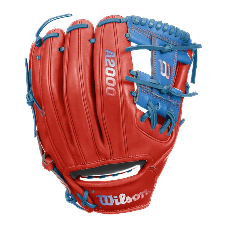 Wilson A2000 1786 11.5″ Infield Baseball Glove – Red/SkyBlue – Right Hand Thrower