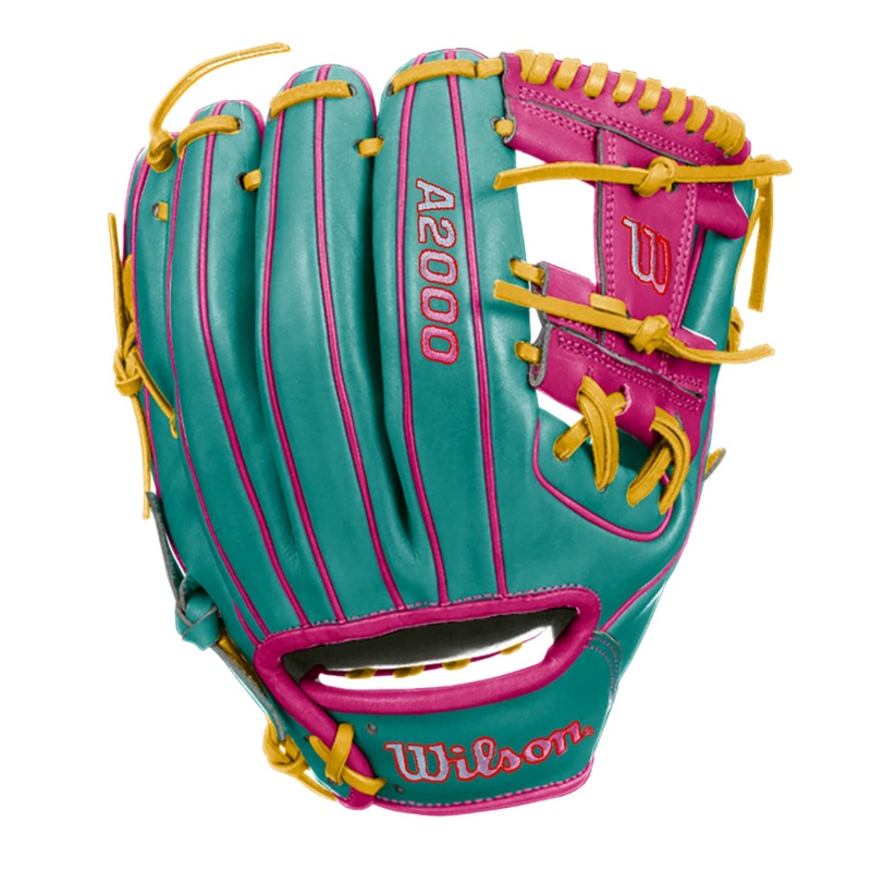 Wilson A2000 1786 11.5″ Infield Baseball Glove – Teal/Flaming/Yellow – Right Hand Thrower