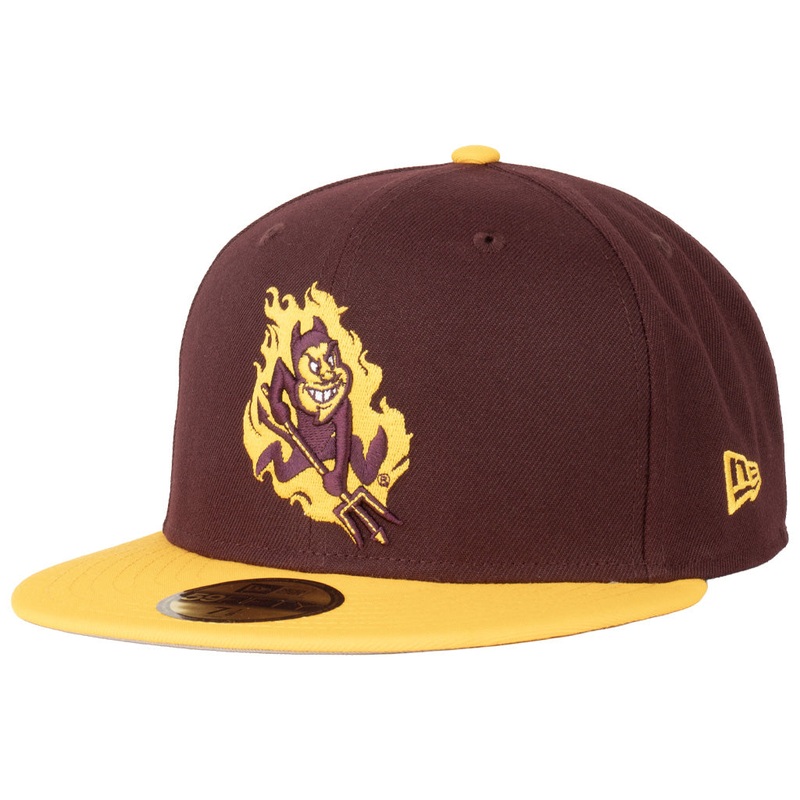 NCAA Arizona State Sun Devils New Era Two-Tone Sparky in Flames 59FIFTY Fitted Hat – Maroon