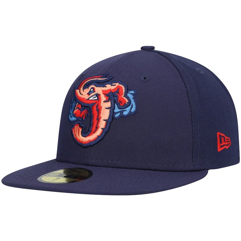 New Era Jacksonville Jumbo Shrimp Navy Authentic Collection Team Home 59FIFTY Fitted Hat