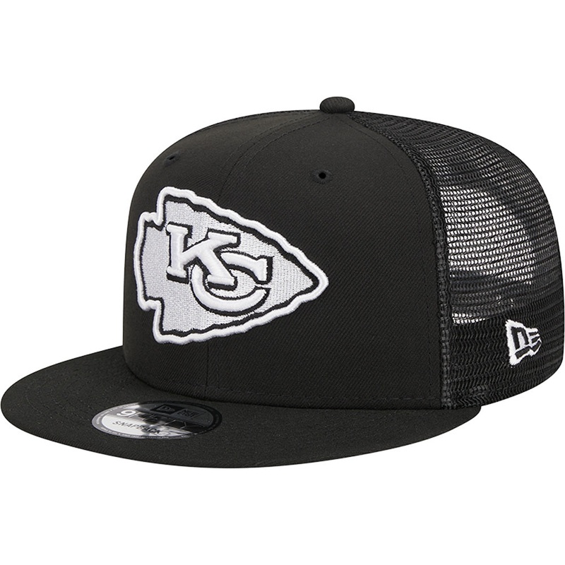 NFL Kansas City Chiefs New Era Black & White Trucker 9FIFTY Snapback Hat – Black
