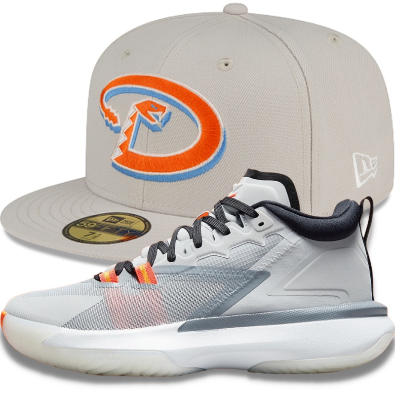 New Era Stone Orange Fitted Hats w/ Jordan Zion 1 ‘Light Smoke Grey’