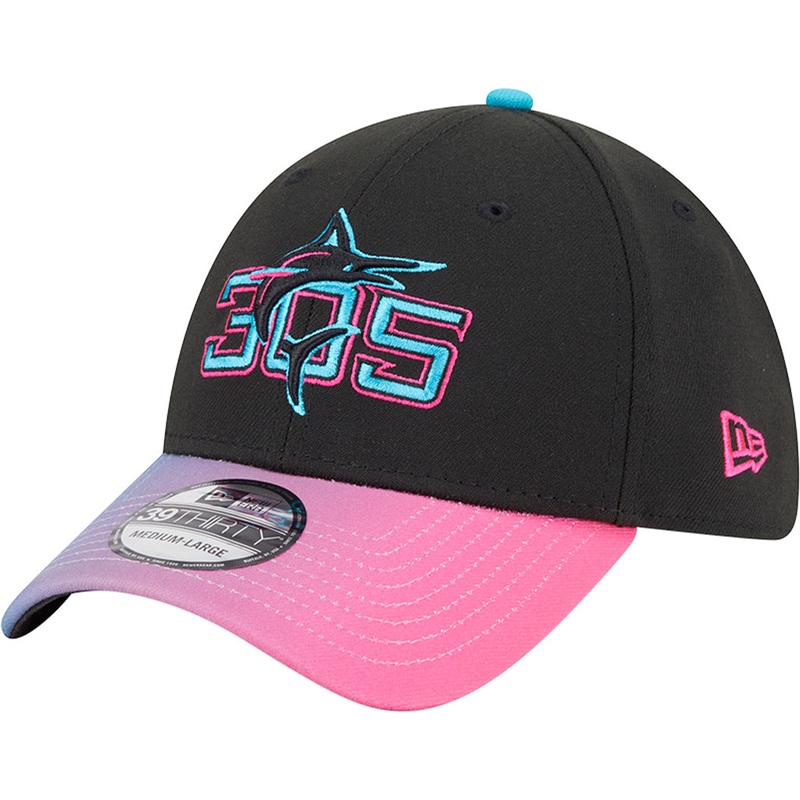 MLB Miami Marlins New Era 2025 City Connect 39THIRTY Flex Fit Hat – Black