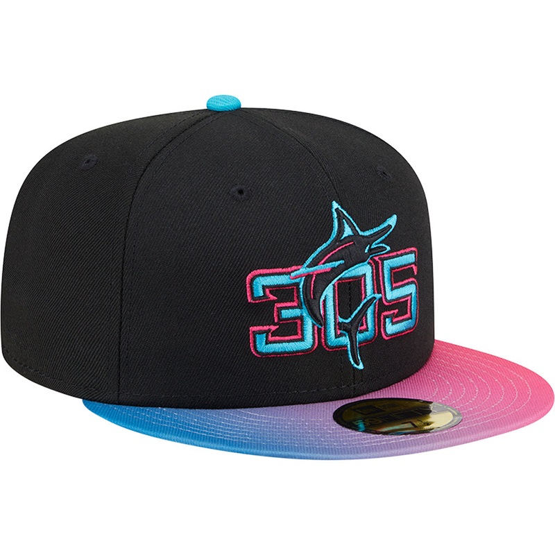 MLB Miami Marlins New Era 2025 City Connect Authentic Collection 59FIFTY Fitted Hat – Black