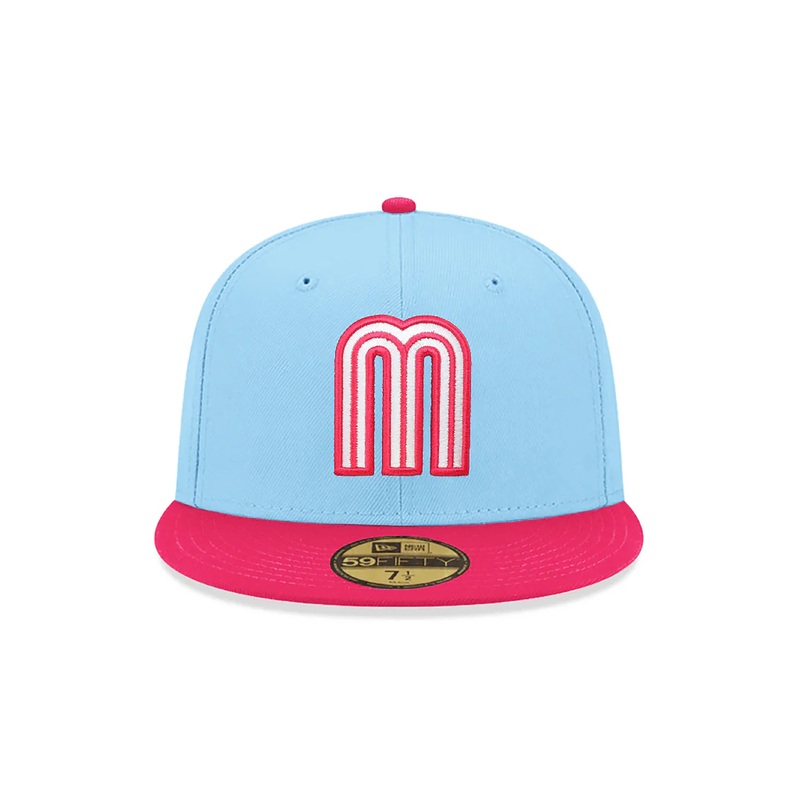 New Era 59FIFTY Mexico “M” Fitted Hat  Light Blue/Rose Pink