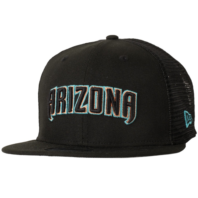 MLB Arizona Diamondbacks Wordmark New Era Shadowline 9FIFTY Snapback Trucker Hat – Black