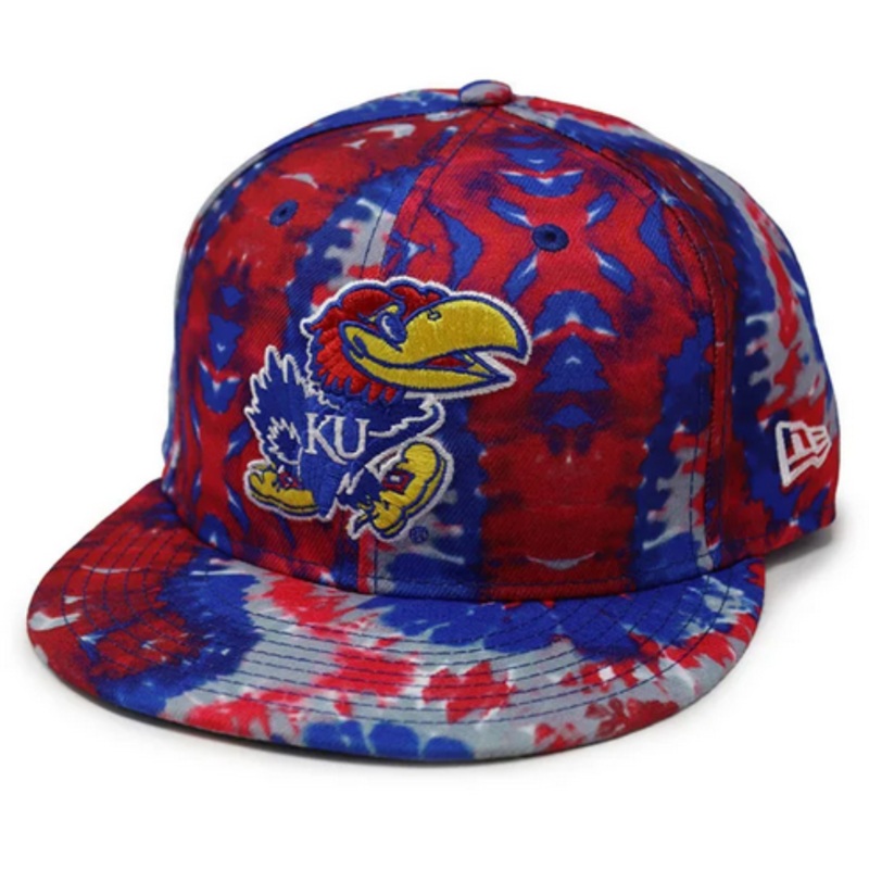 New Era Kansas Jayhawks Red/Blue Tie Dye 59FIFTY Fitted Hat
