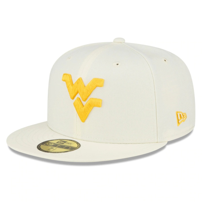 New Era West Virginia Mountaineers Cream Chrome Color Dim 2022 59FIFTY Fitted Hat