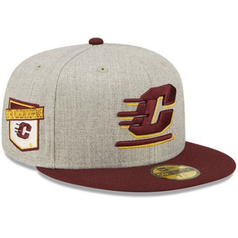 New Era Central Michigan Chippewas Grey Heather Patch 59FIFTY Fitted Hat