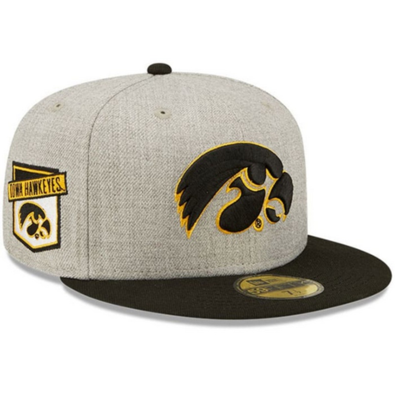 New Era Iowa Hawkeyes Grey Heather Patch 59FIFTY Fitted Hat