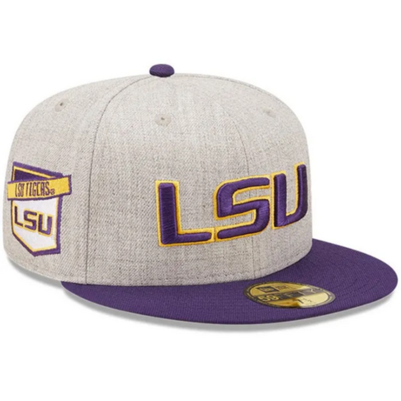 New Era LSU Tigers Grey Heather Patch 59FIFTY Fitted Hat