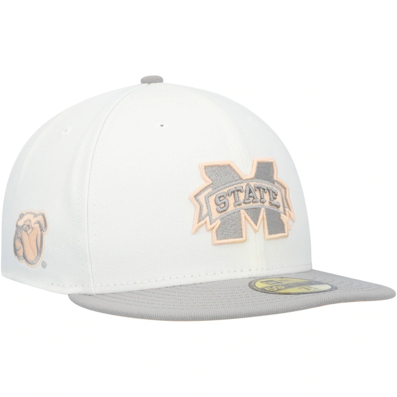 New Era Mississippi State Bulldogs White/Gray Neutral Apricot 59FIFTY Fitted Hat