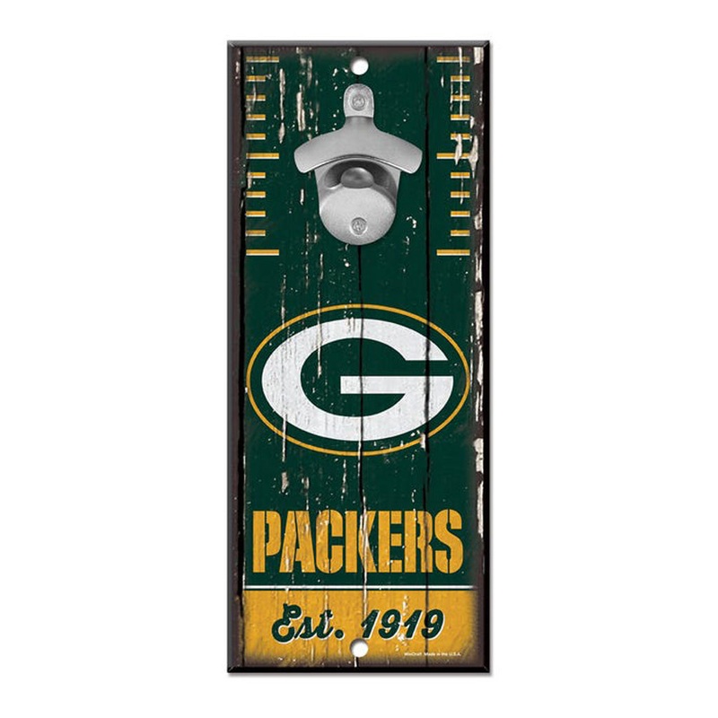 NFL Green Bay Packers WinCraft 5″ x 12″ Bottle Opener Sign – Green