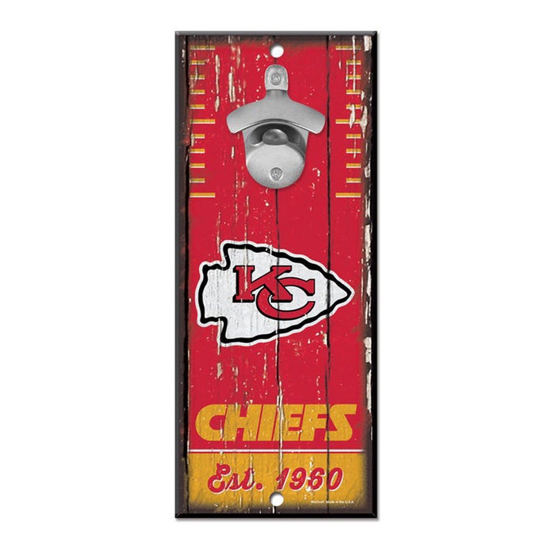 NFL Kansas City Chiefs WinCraft 5″ x 12″ Bottle Opener Sign – Red