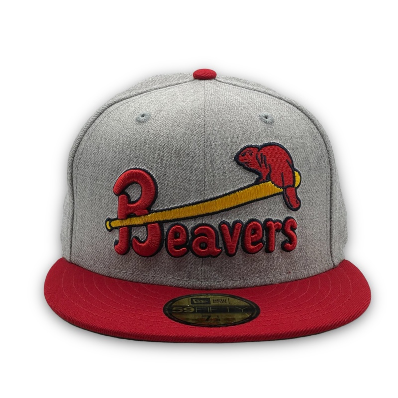 New Era Portland Beavers 1956 Jersey Front Heather Grey/Red 59FIFTY Fitted Hat