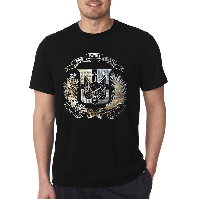 Dominican Shield Premium T-Shirt Design Metalic Gold  Light and Soft