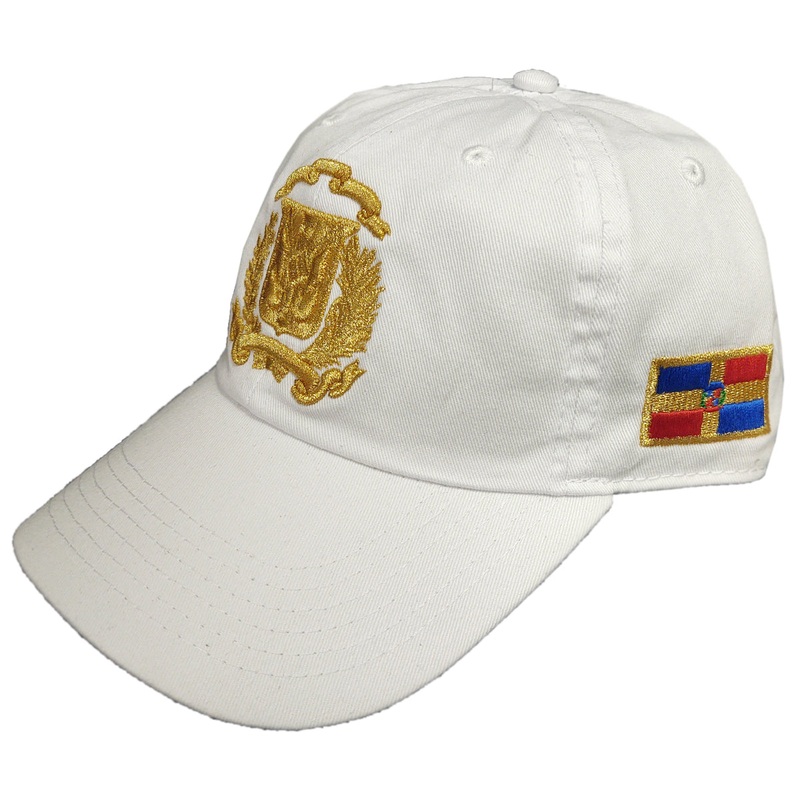 Escudo Republica Dominicana – Dominican Shield White / Metallic Gold Color Dad Hat