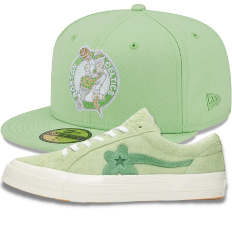 New Era Boston Celtics Light Fantasy Fitted Hat w/ Converse One Star Ox Tyler the Creator Golf Le Fleur Jade Lime