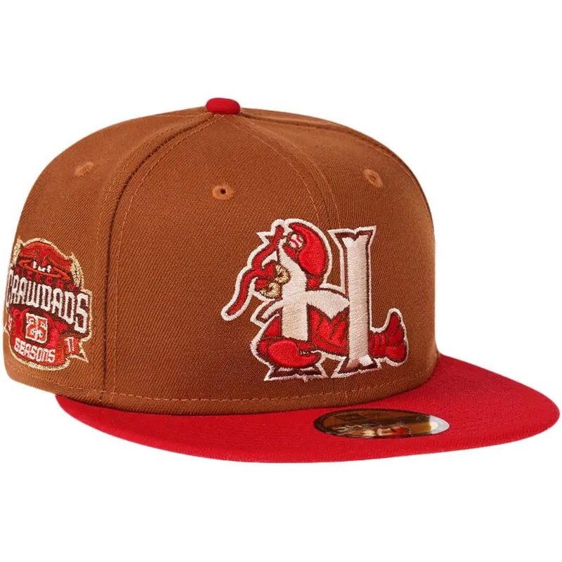New Era Hickory Crawdads 25th Anniversary Bourbon Two Tone 59FIFTY Fitted Hat