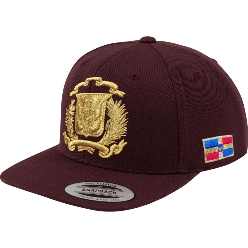 Escudo Republica Dominicana – Dominican Snapback Maroon – Metallic Gold Hat