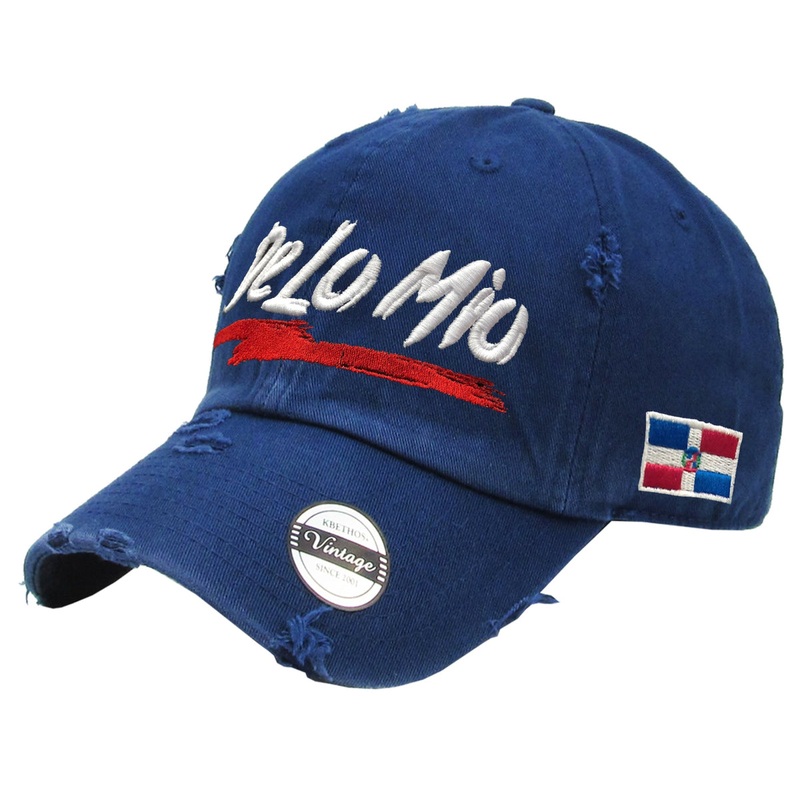 De lo mio embroidered Logo Vintage Hats (Navy – Full Color)
