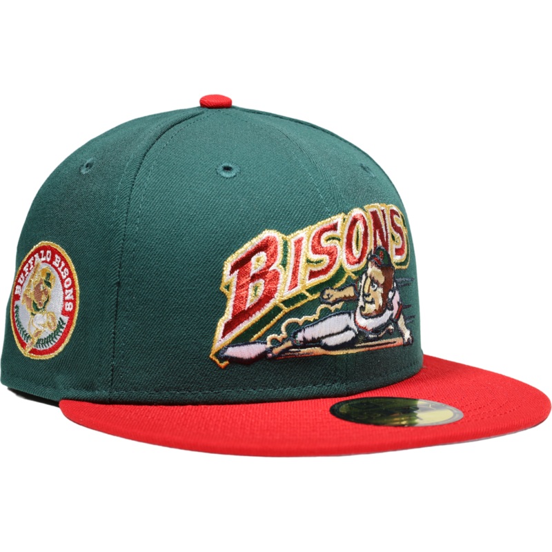 New Era Buffalo Bisons Buster Dark Green/Red 59FIFTY Fitted Hat