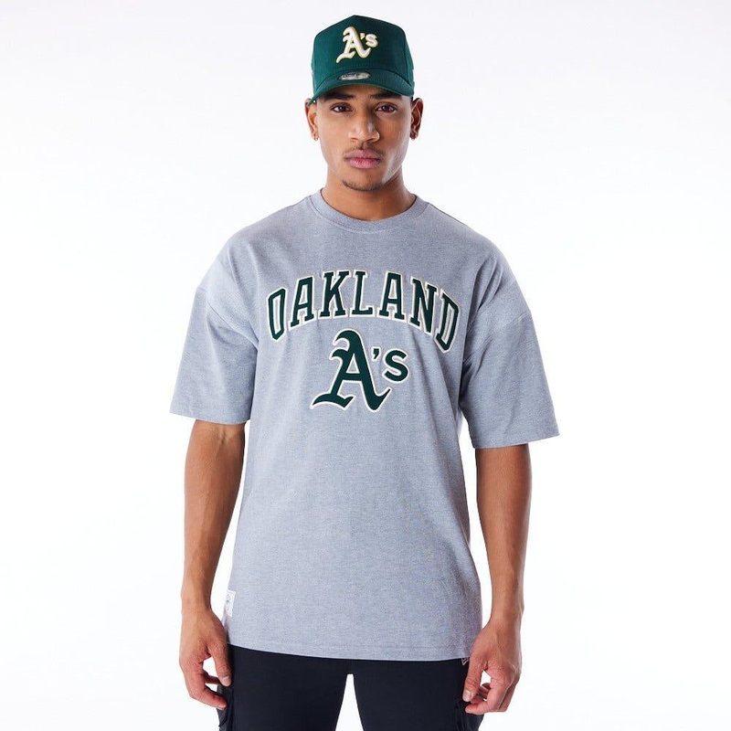 Oakland Athletics New Era MLB Rib Infill Oversized T-Shirt – Grey