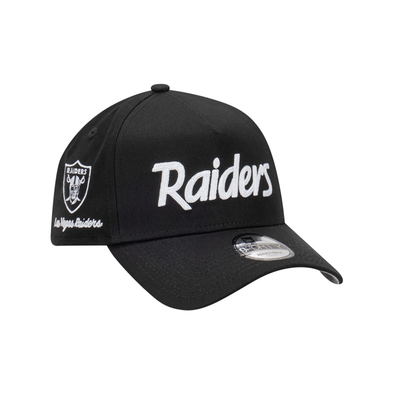Las Vegas Raiders New Era NFL Chain Script 9FORTY A-Frame Snapback Hat – Black