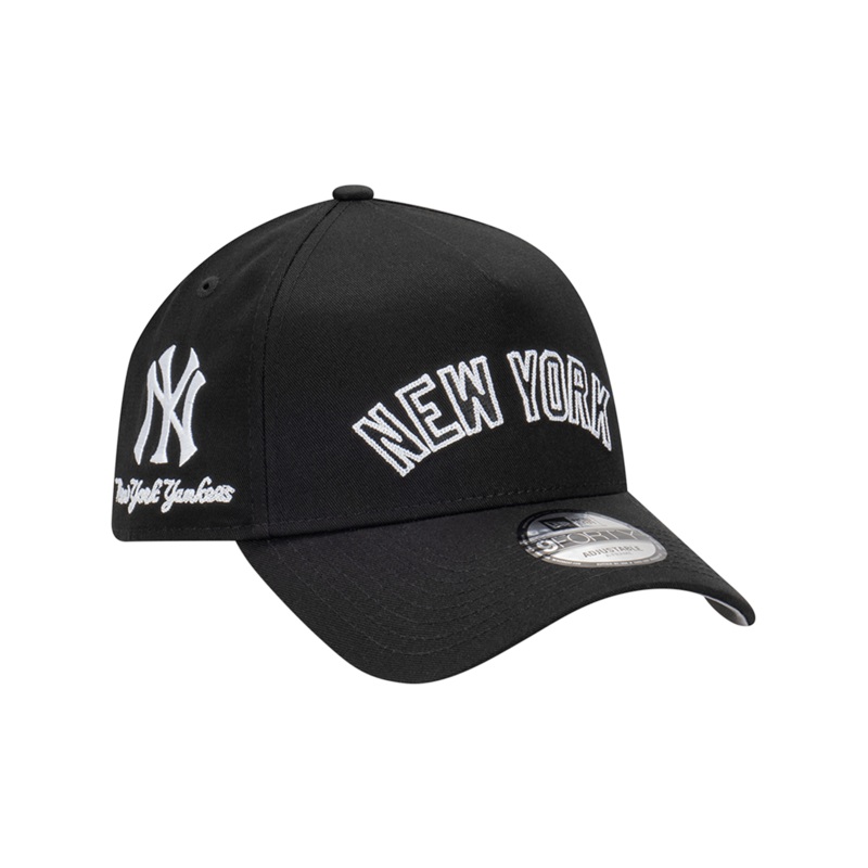 New York Yankees New Era MLB Chain Script 9FORTY A-Frame Snapback Hat – Black