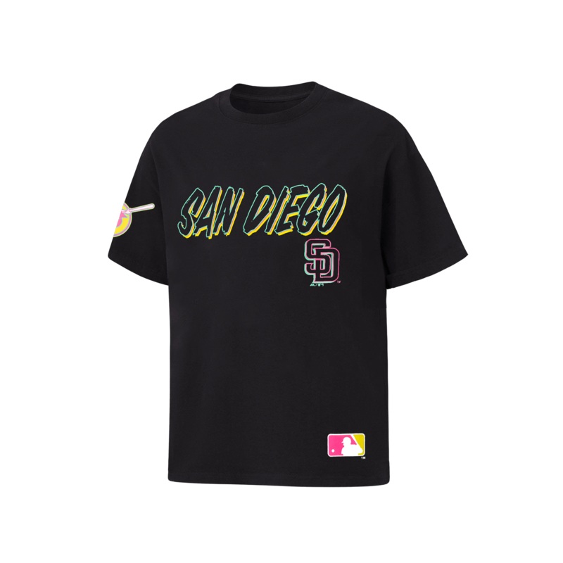 San Diego Padres Majestic MLB Shadow Connect Vintage T-Shirt – Faded Black