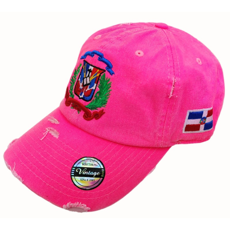 Vintage Adjustable Dominican Shield Neon Pink Hats