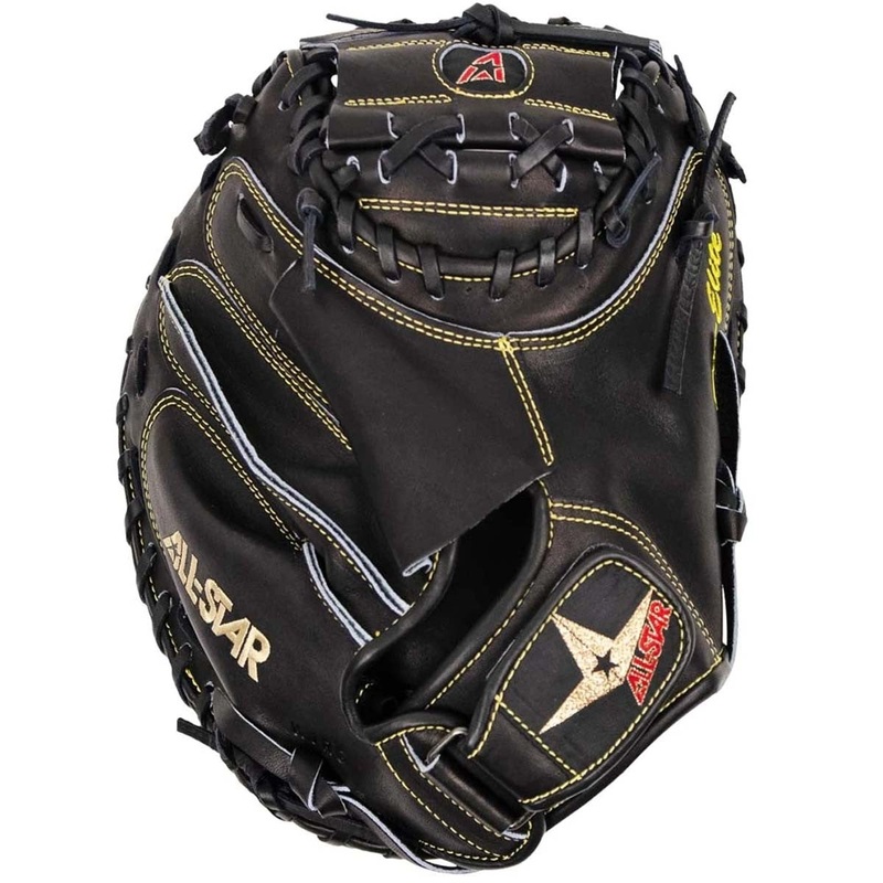 All-Star Pro-Elite Solid Black Baseball Catcher’s Mitt, 33.5″ – (CM3000SBK-1)