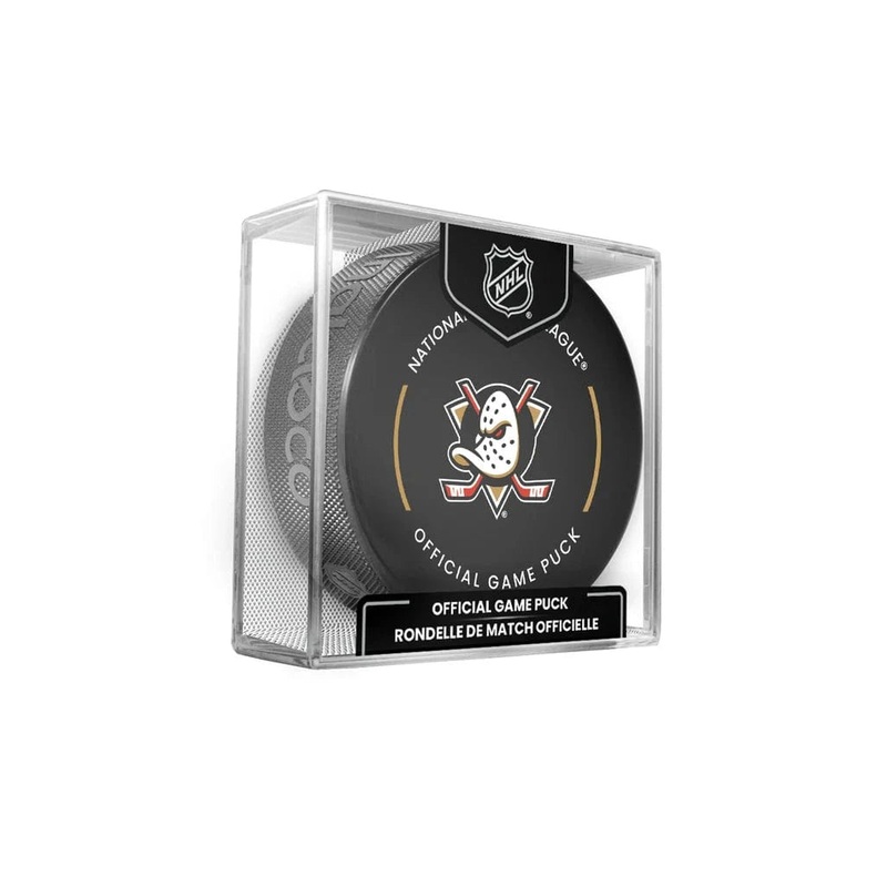 Anaheim Ducks Inglasco NHL 24-25 Official Game Puck In Cube