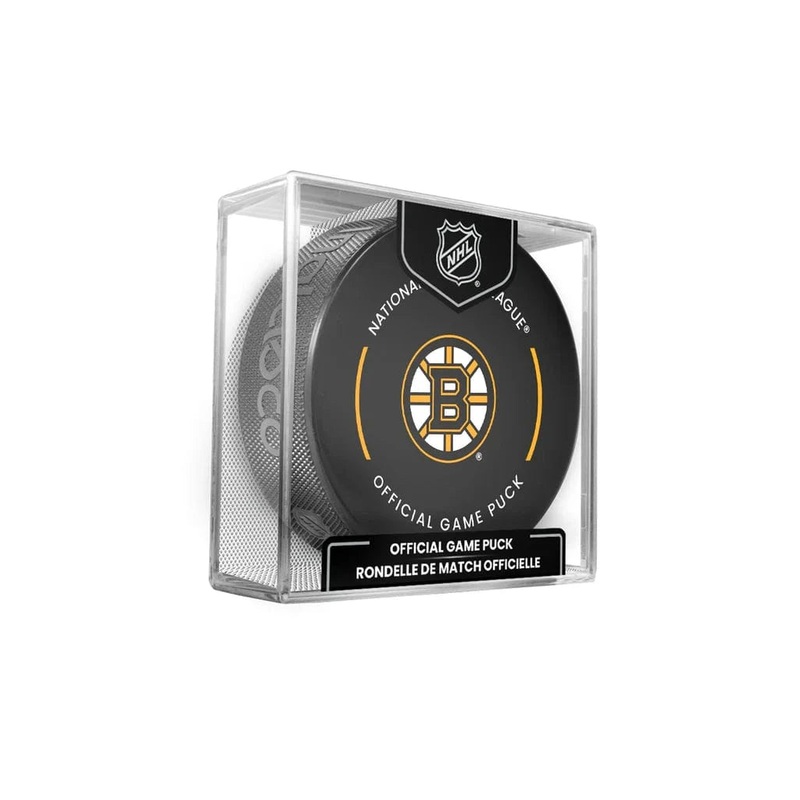 Boston Bruins Inglasco NHL 24-25 Official Game Puck In Cube