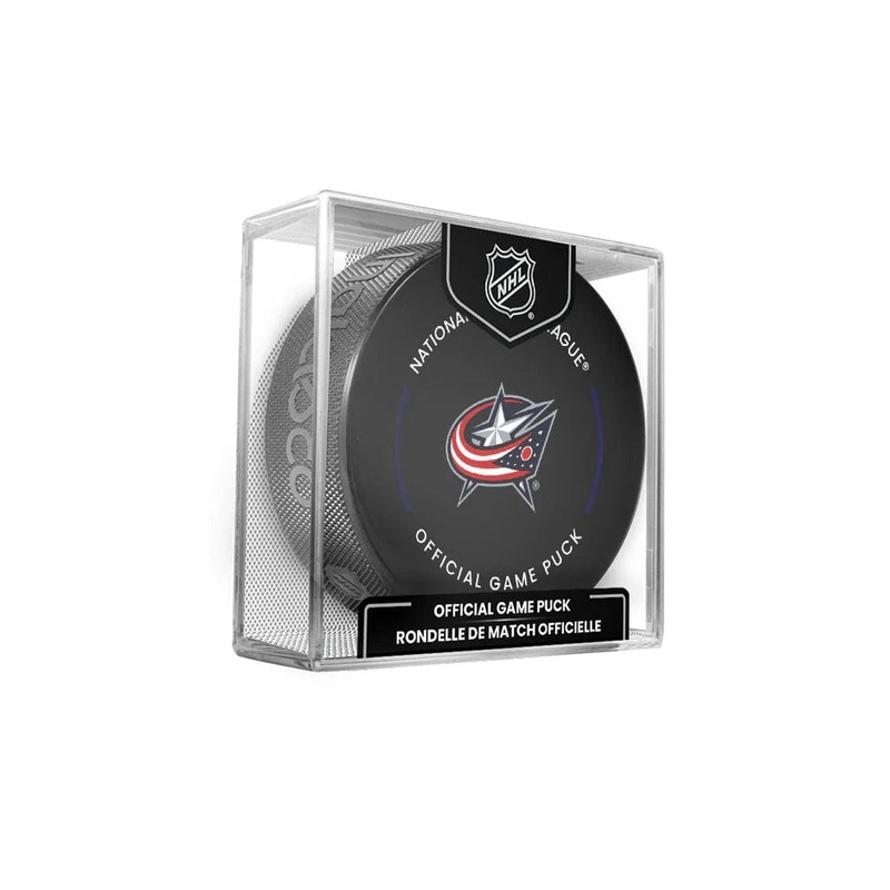 Columbus Blue Jackets Inglasco NHL 24-25 Official Game Puck In Cube