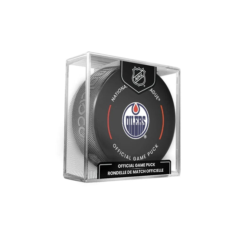 Edmonton Oilers Inglasco NHL 24-25 Official Game Puck In Cube
