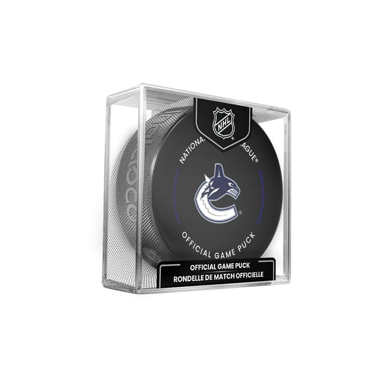 Vancouver Canucks Inglasco NHL 24-25 Official Game Puck In Cube