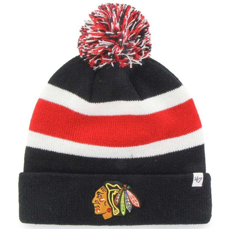 Chicago Blackhawks ’47 NHL Breakaway Pom Knit Beanie – Black