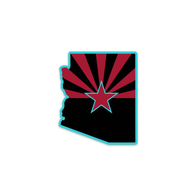 #AllAZ 2.5″x3″ Decal – Red & Black W/ Teal