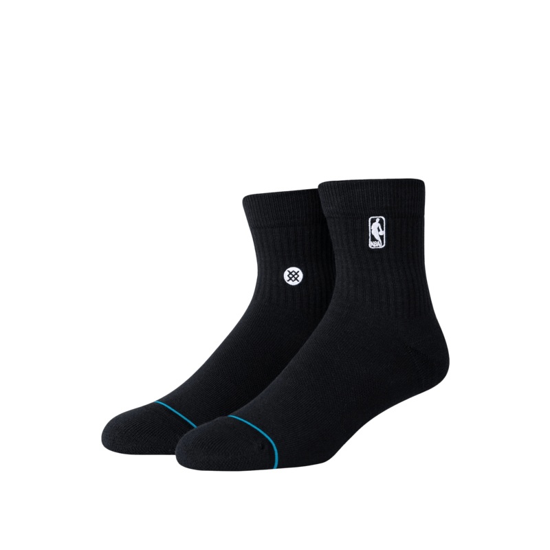 Mens NBA Logoman Stance Black & White Quarter Socks – Black