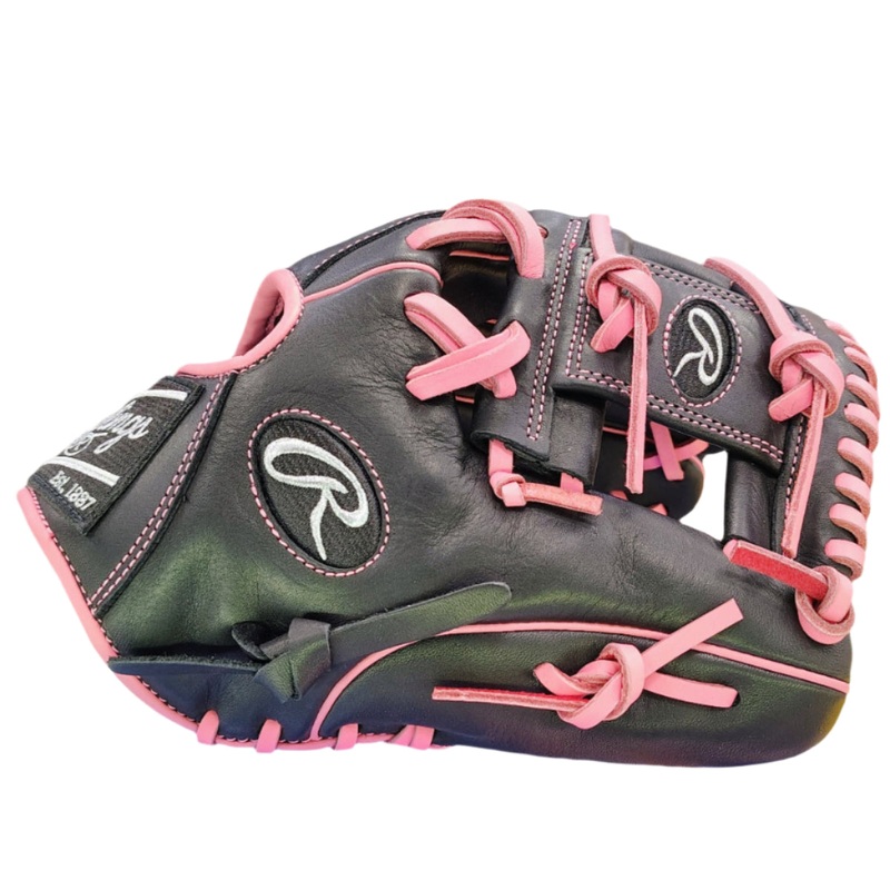 Rawlings R9 Limited Series 11.5″ Infield Glove  Black/Pink I-Web Baseball Glove for Right Hand Throw