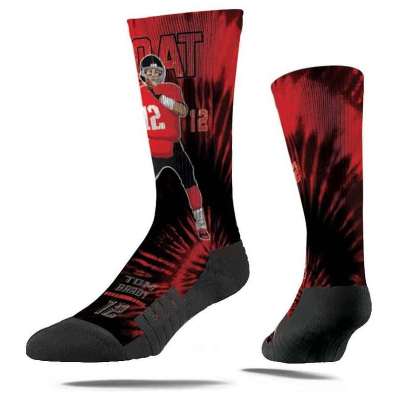 Tom Brady Tampa Bay Buccaneers Strideline NFL Tie Dye Premium Crew Socks – Black