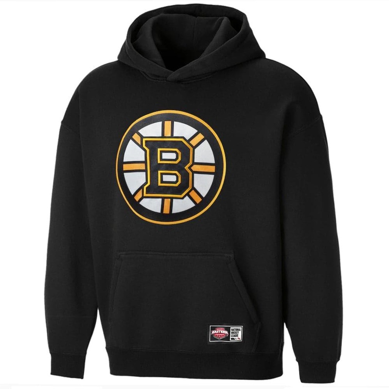 Boston Bruins NHL Applique Logo Oversized Hoodie Jumper – Black