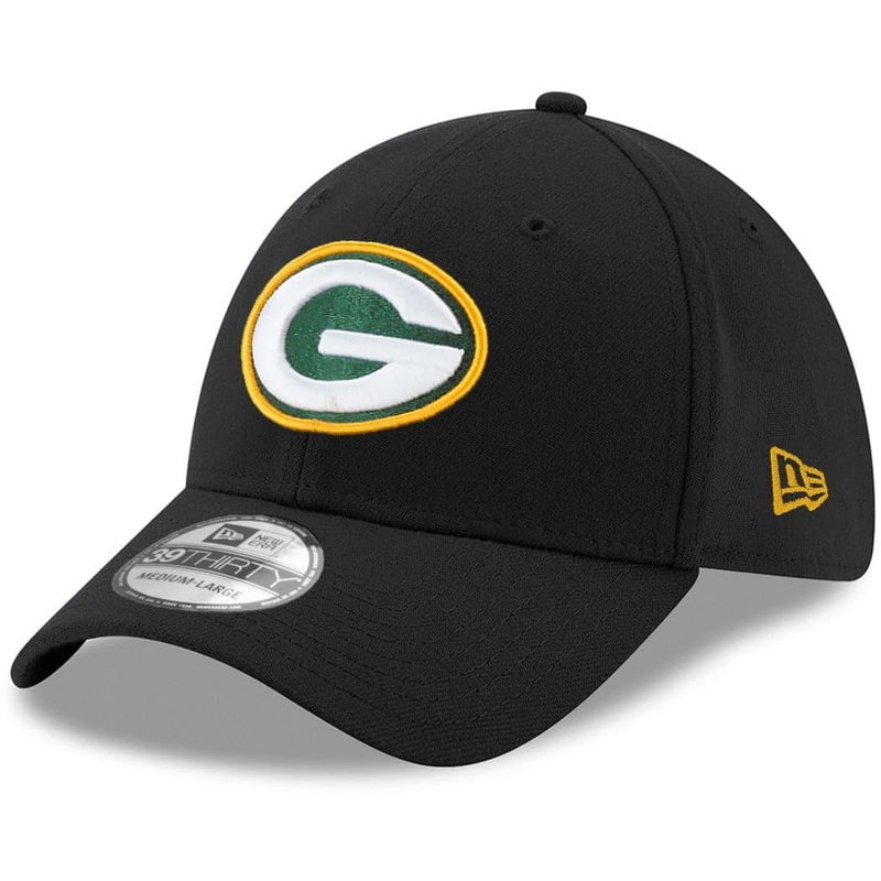Green Bay Packers New Era NFL Team 39THIRTY Stretch Fit Hat – Black