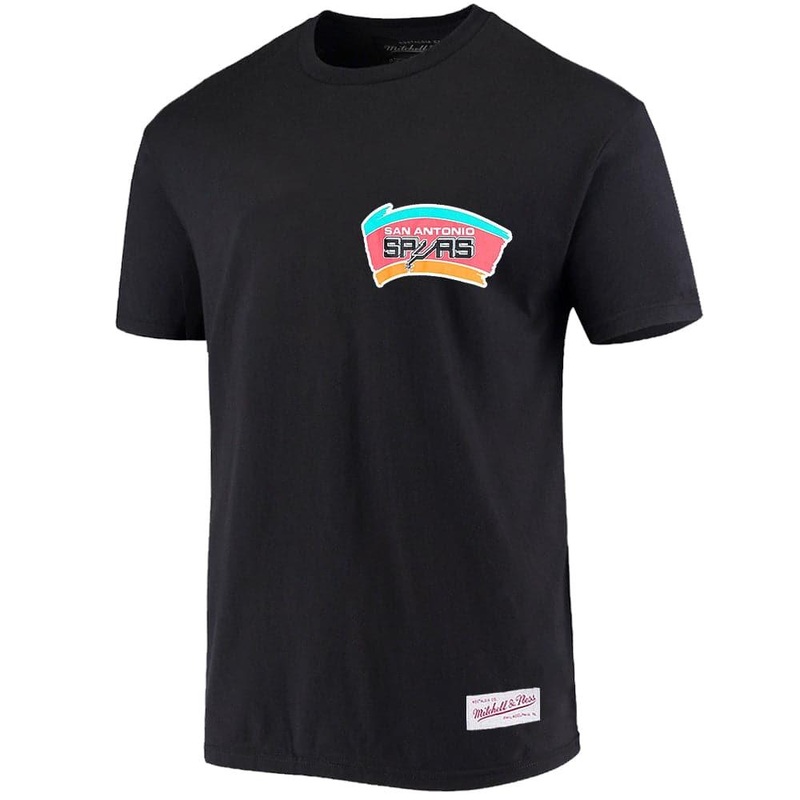 San Antonio Spurs Mitchell & Ness NBA HWC Retro Repeat T-Shirt – Black