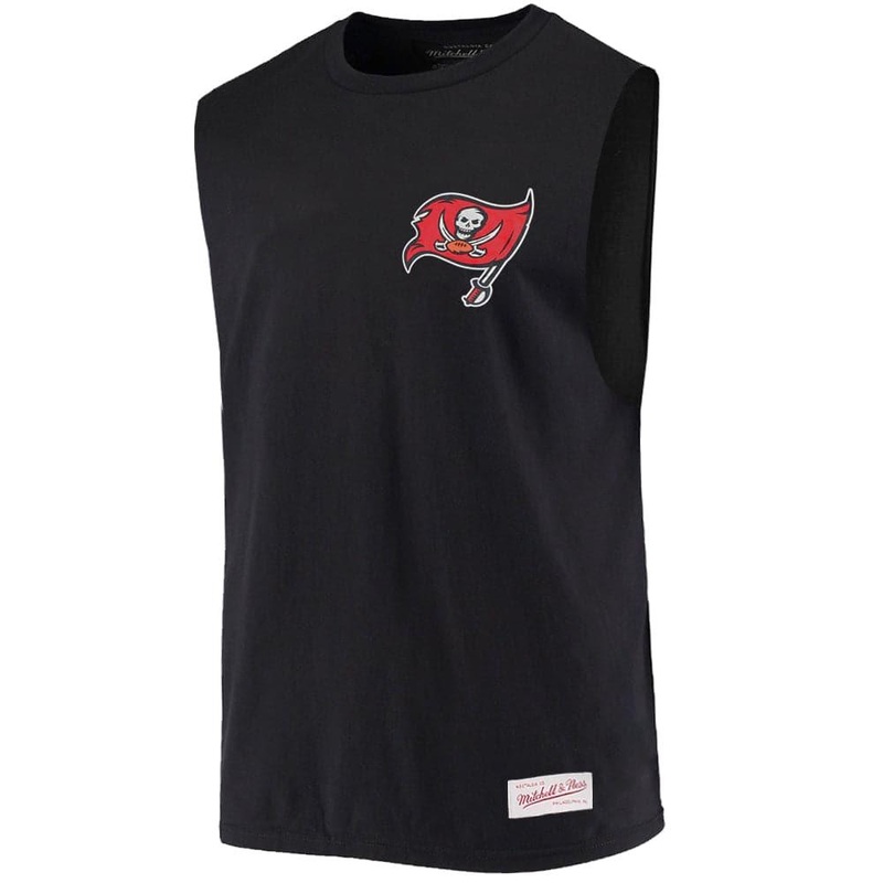 Tampa Bay Buccaneers Mitchell & Ness NFL Retro Repeat Muscle T-Shirt – Black