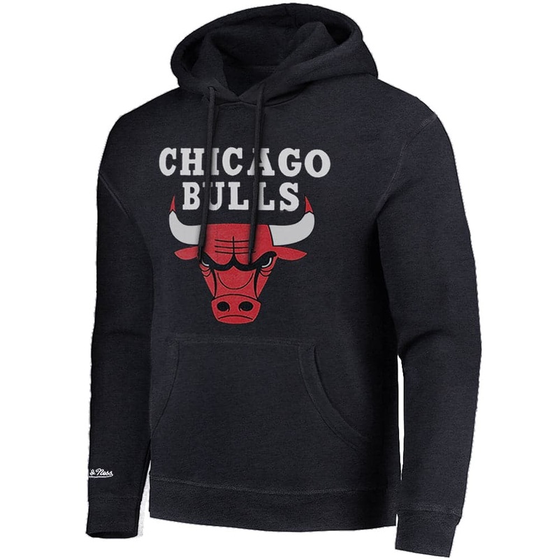 Chicago Bulls Mitchell & Ness NBA HWC Logo Vintage Hoodie Jumper – Faded Black