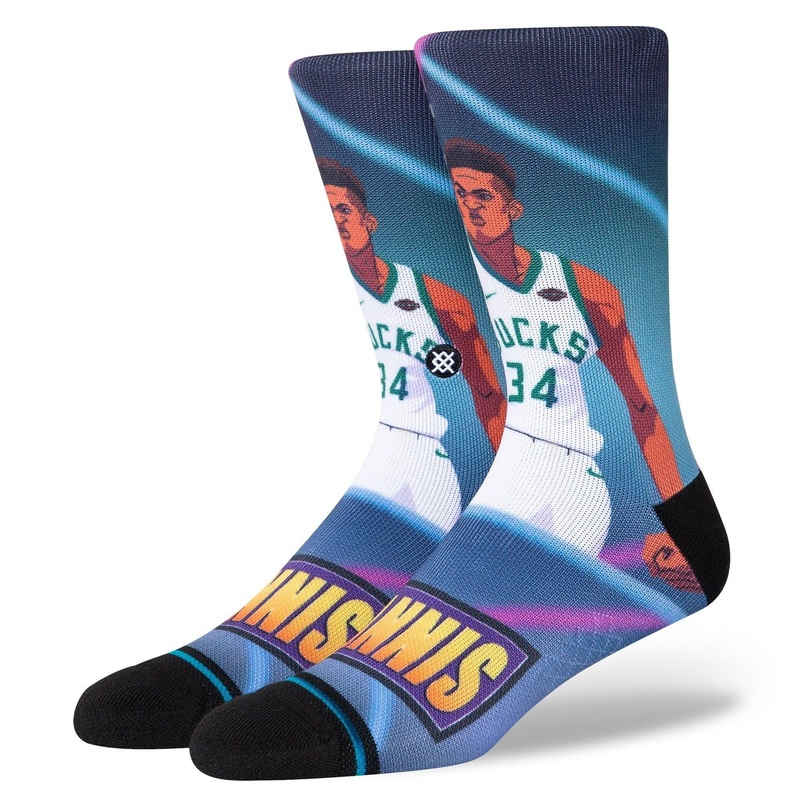 Giannis Antetokounmpo Milwaukee Bucks Stance NBA Fast Break Crew Socks