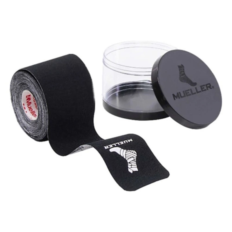 Mueller Typhoon Elite Kinesiology Therapeutic Tape, Black  20 Pre-Cut I-Strips with Protective Case