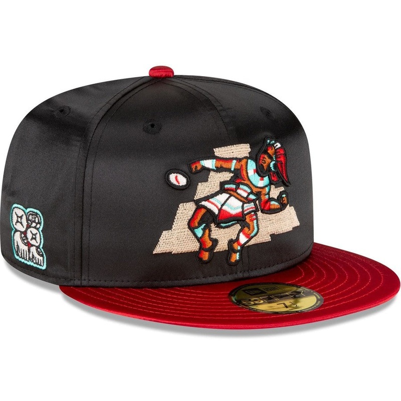 New Era Pensacola Blue Wahoos Black Satin 2023 59FIFTY Fitted Hat
